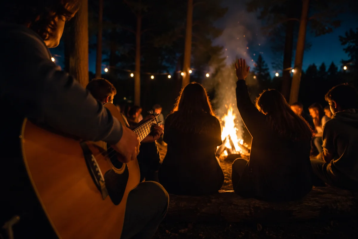 Youth Campfire Worship with Acoustic Guitar