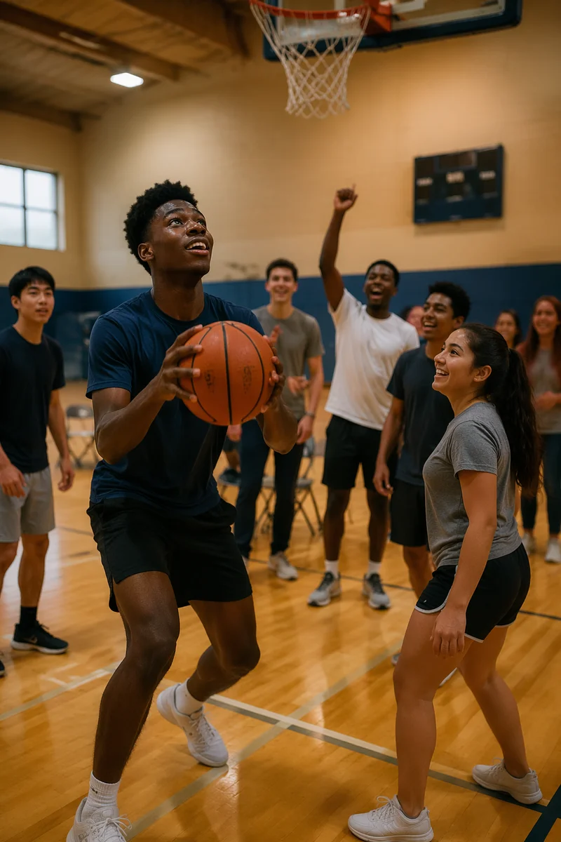 Youth Basketball Challenge in Indoor Gym