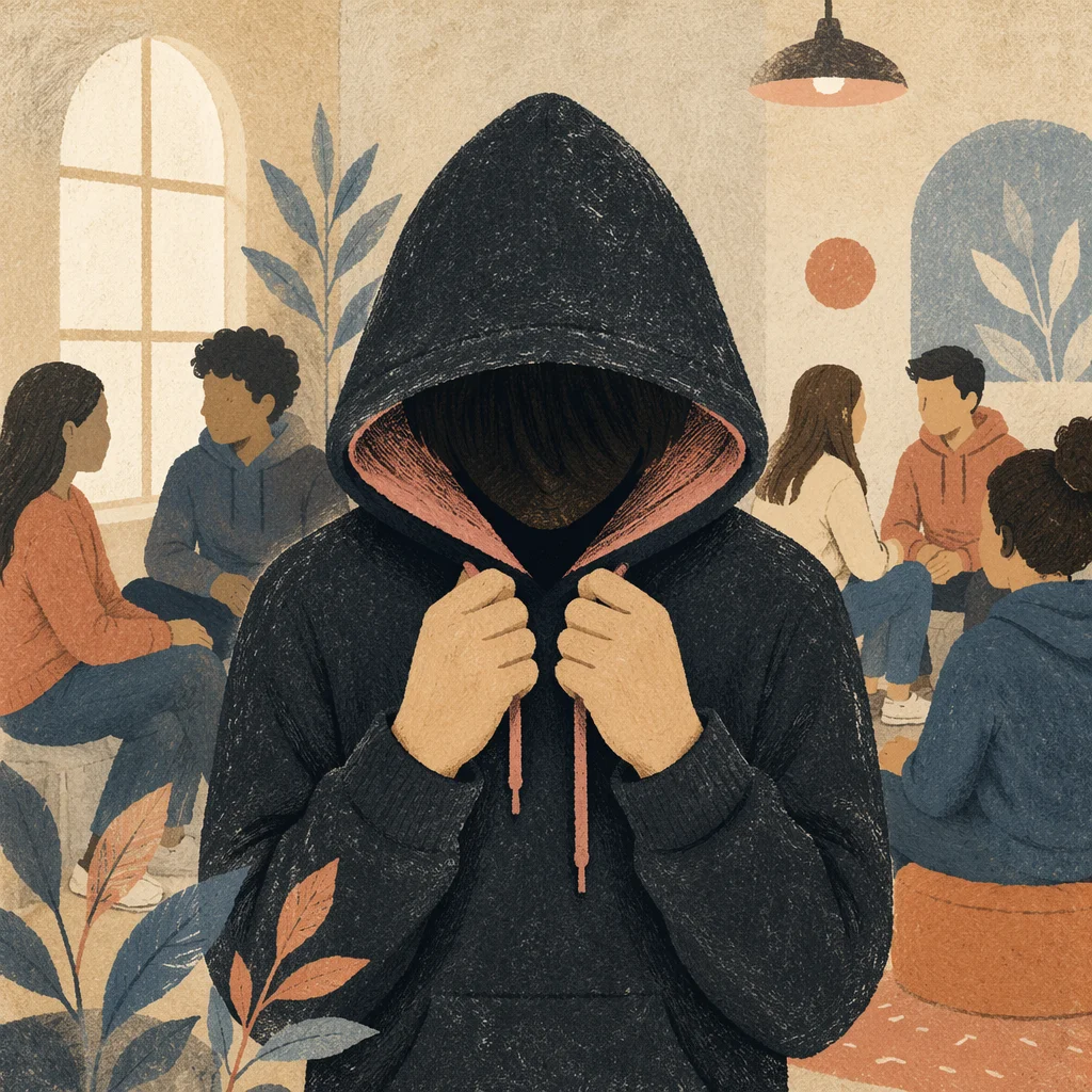 Reflective Teen at Church Youth Gathering
