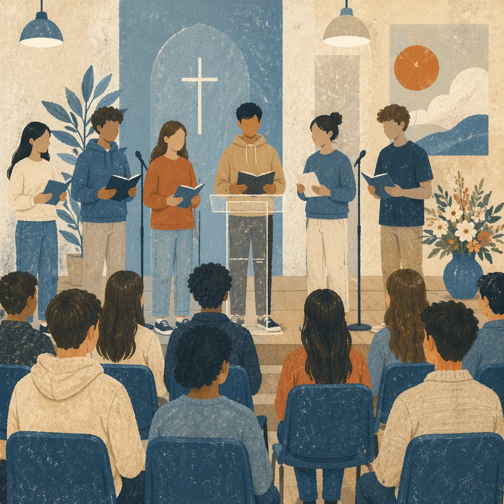 Youth Group Gathering in Modern Church Hall