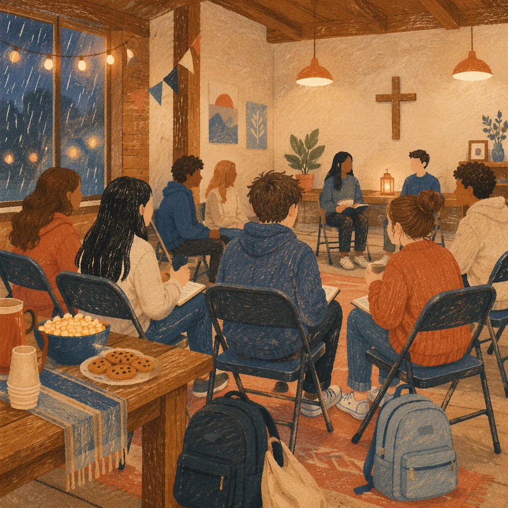 Youth Group Gathering in Church Fellowship Hall
