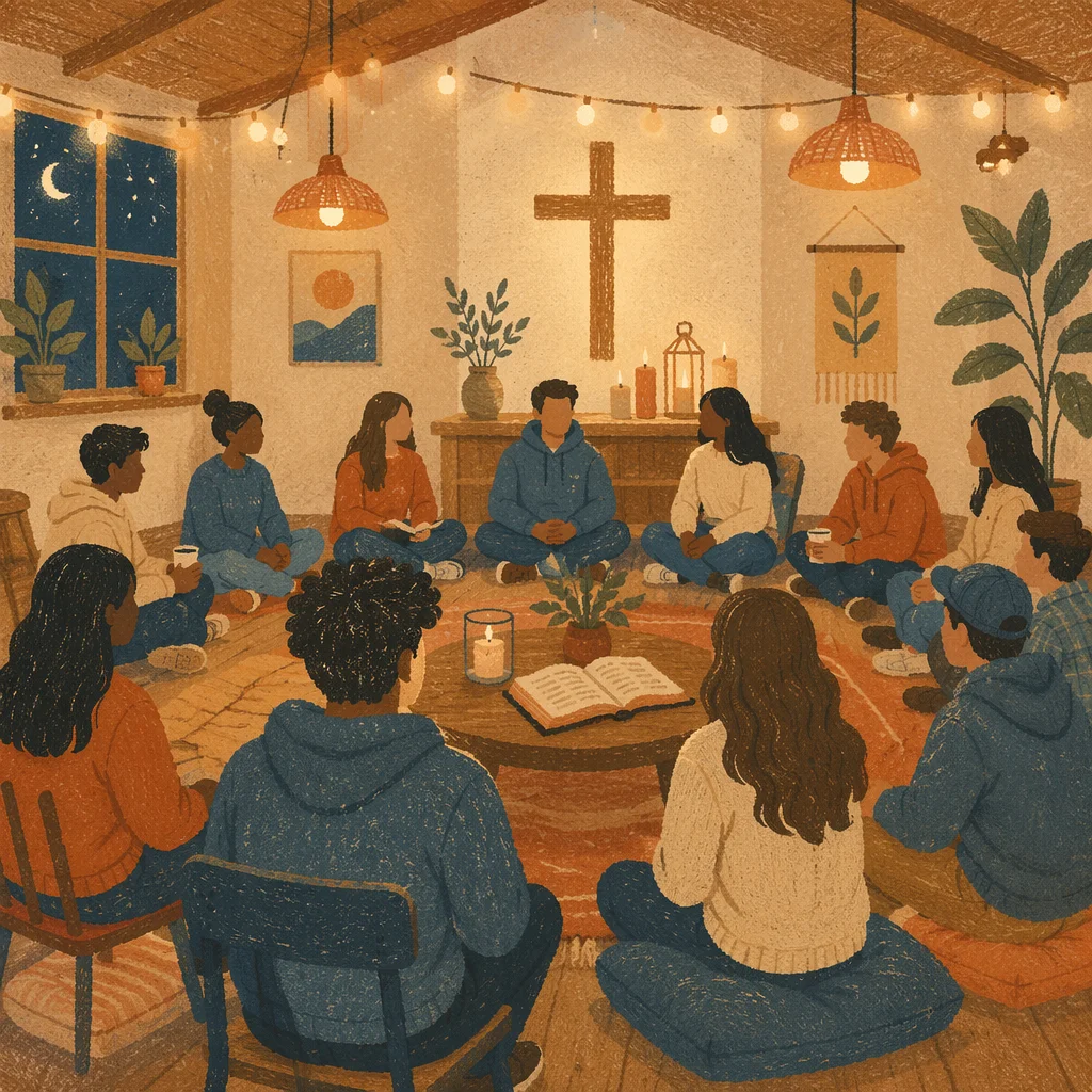 Youth Group Fellowship Circle at Dusk