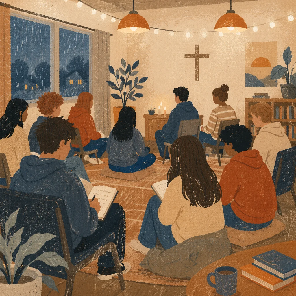 Teen Youth Group in Church Fellowship Hall