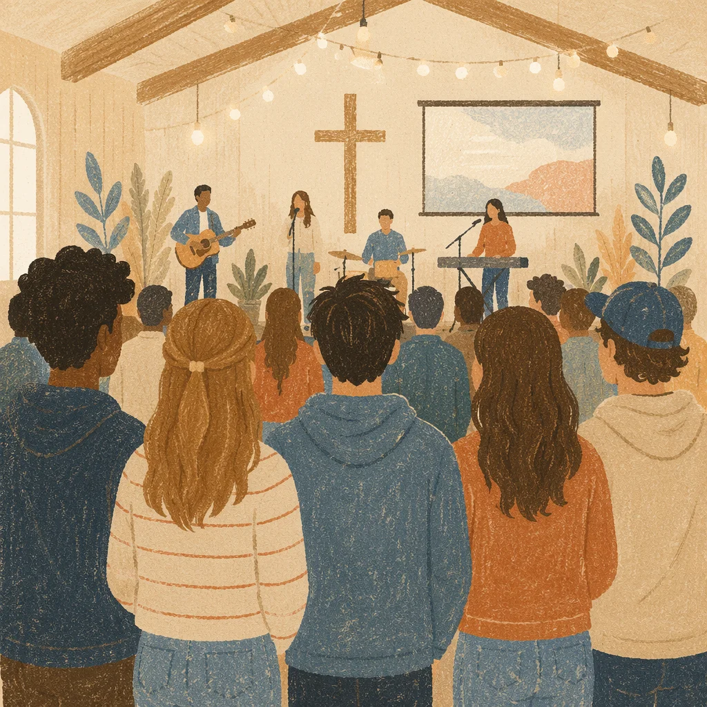 Youth Group Worship in Bright Church Hall