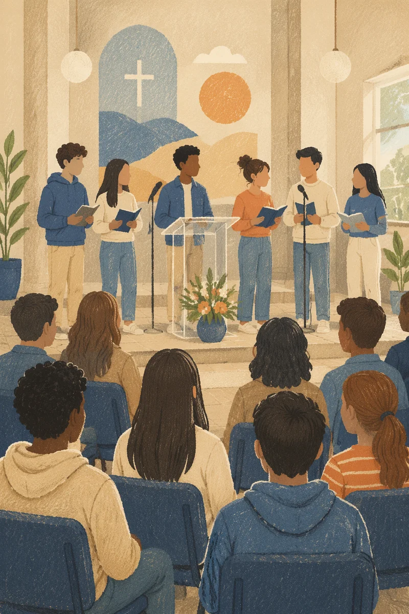 Youth Group Gathering in Modern Church Hall
