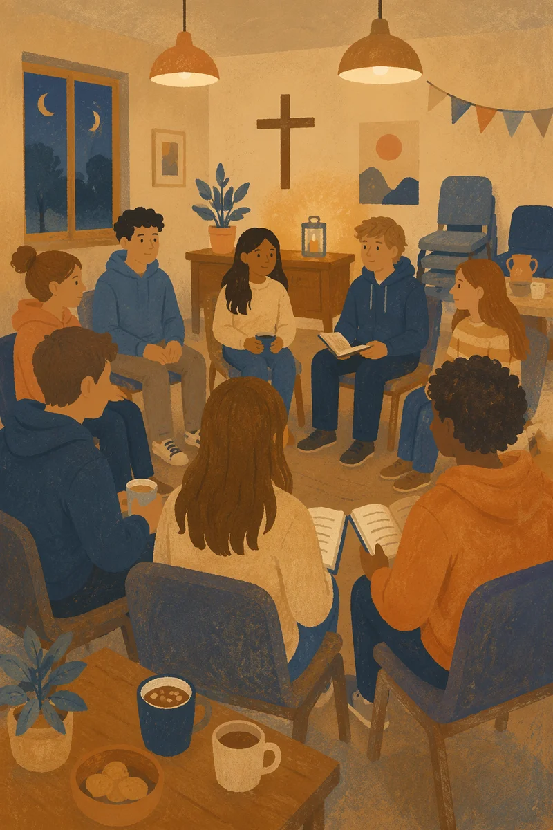 Youth Group Fellowship in Evening Church Room