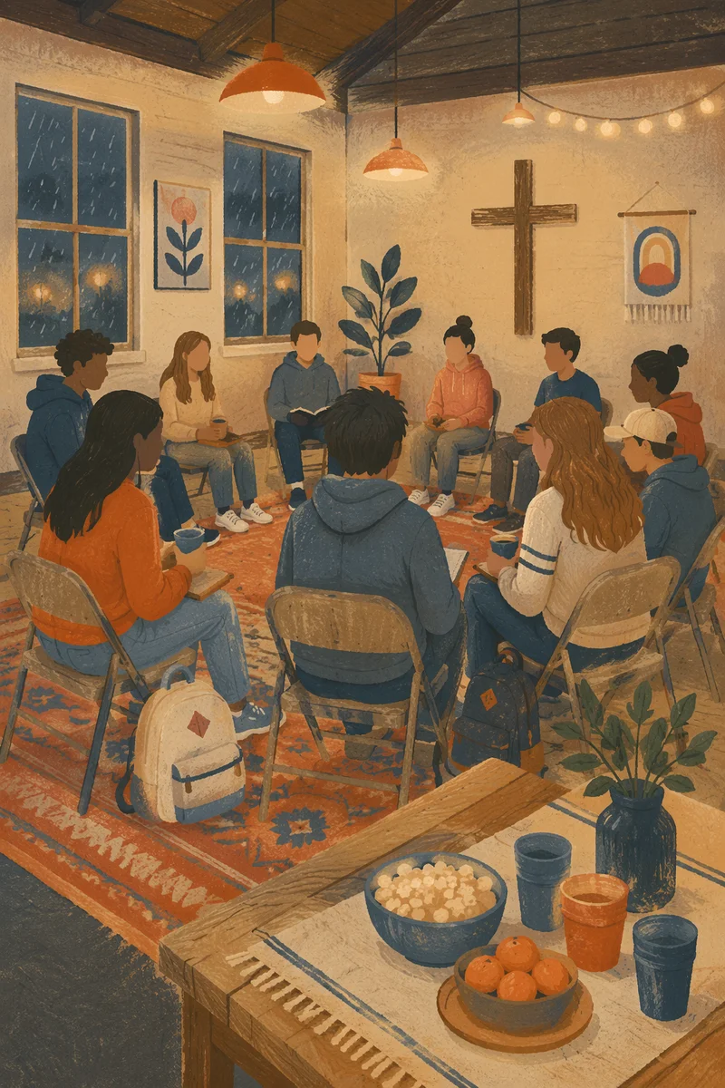 Rainy Evening Youth Group Fellowship Gathering