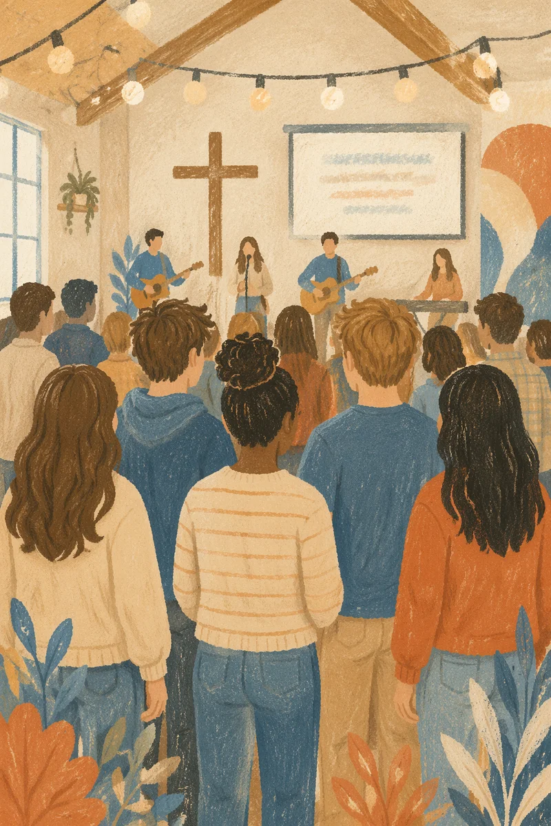Youth Group Worship Gathering in Church Hall
