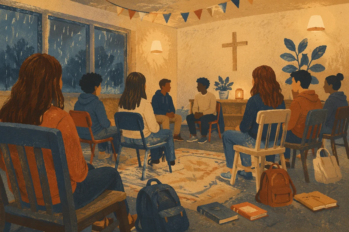 Rainy Evening Youth Group Fellowship Gathering