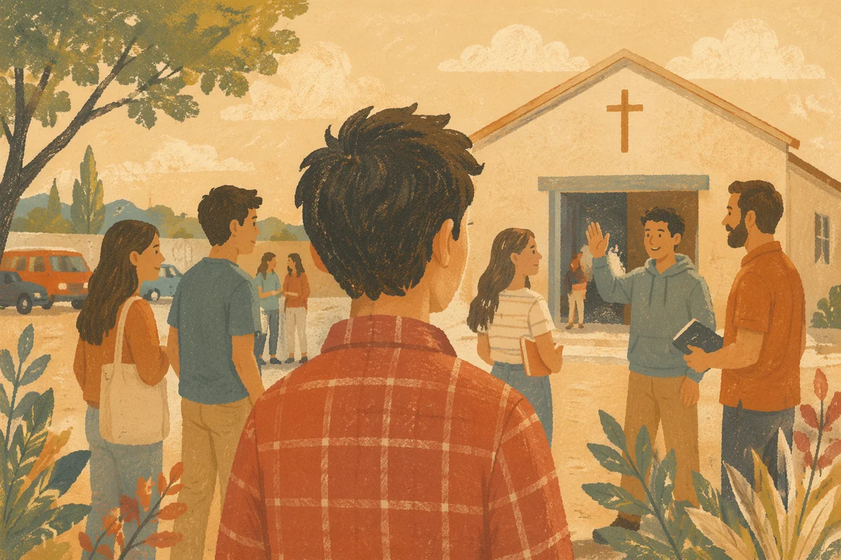 Teen Youth Group Outside Community Church
