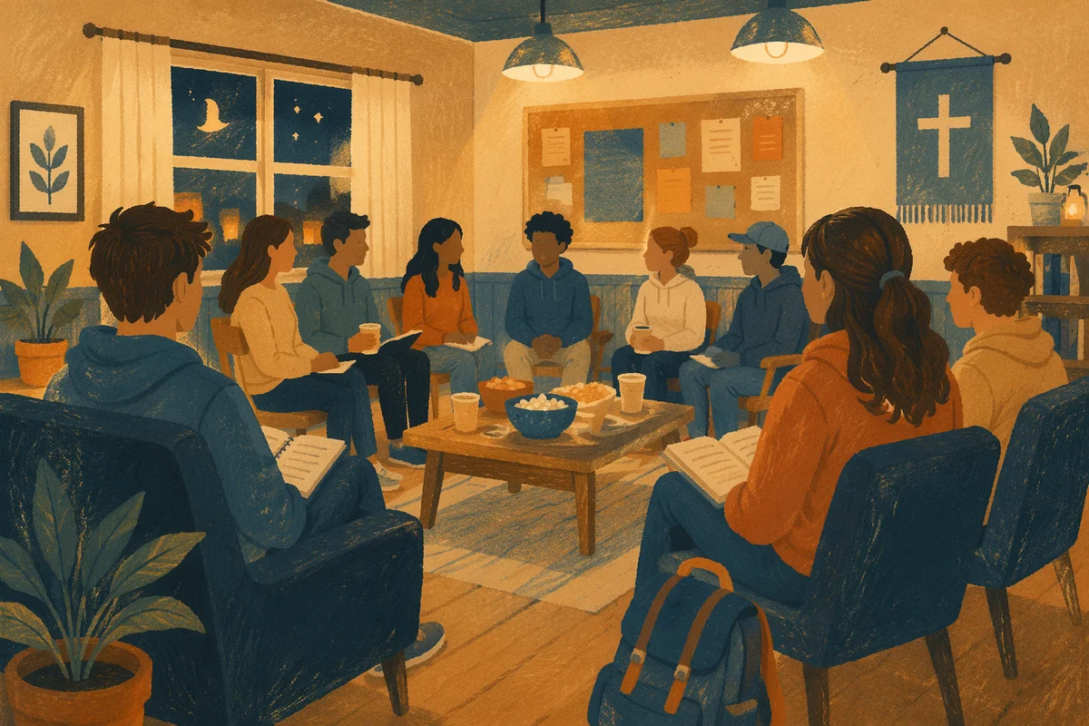 Teen Youth Group Circle in Church Room
