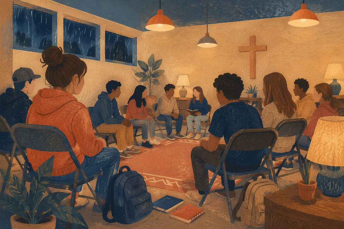 Youth Group Gathering in Warm Church Hall