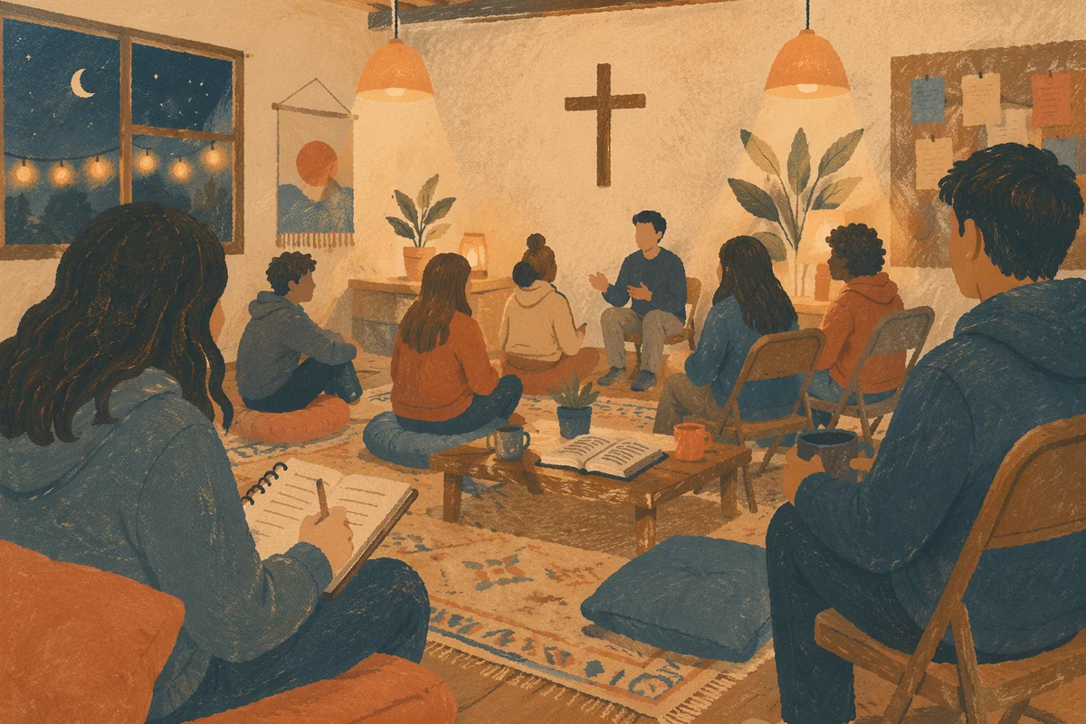Teen Youth Group Gathering in Church Fellowship Room