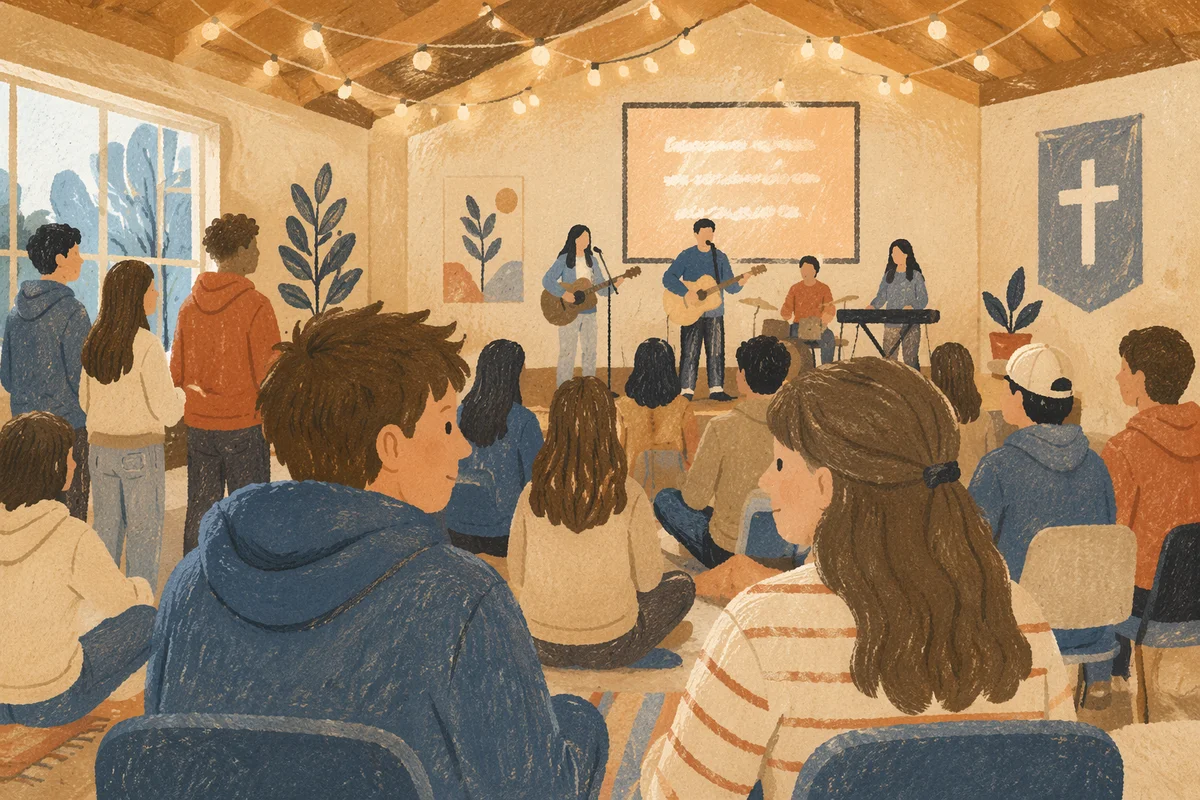 Youth Group Worship in Church Fellowship Hall