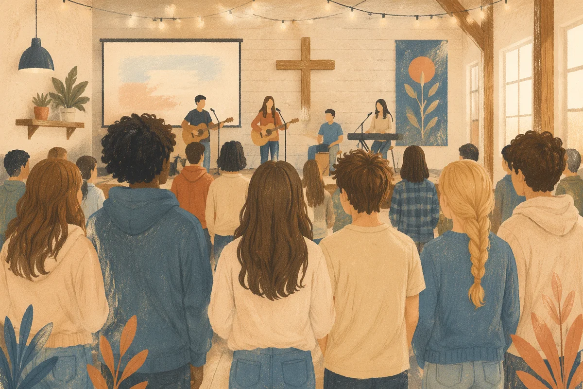 Youth Group Worship Gathering in Church Hall