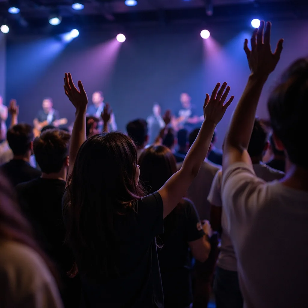 Teens Worship Together in Church Auditorium