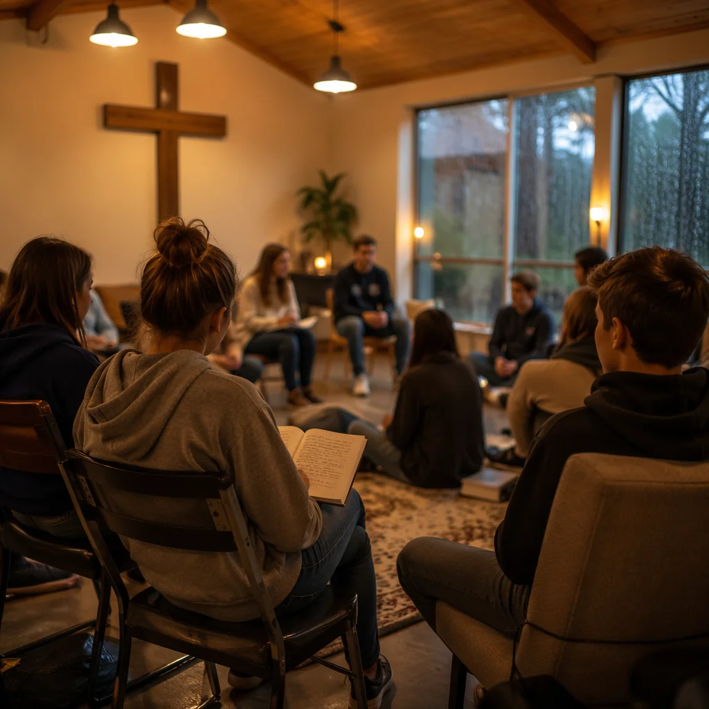 Teens Gathering in Cozy Church Fellowship Hall
