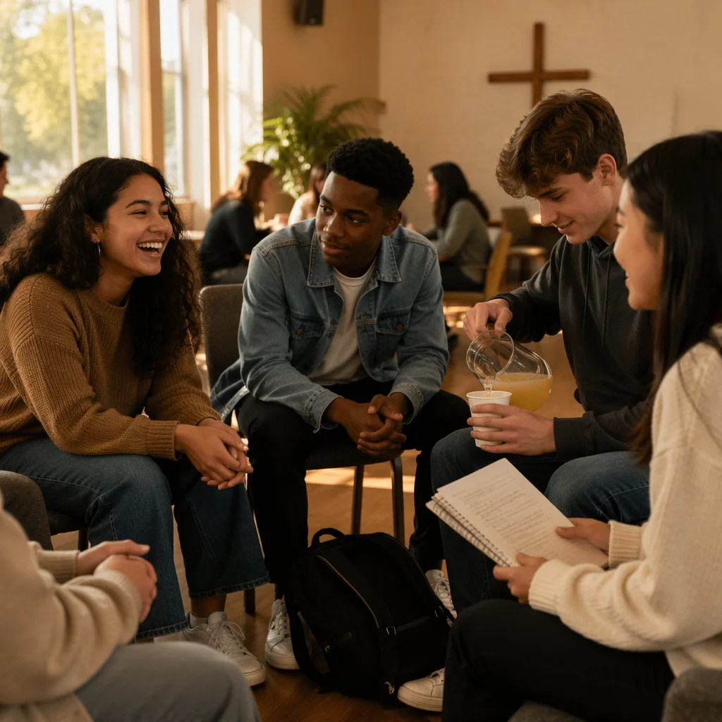 Teen Group Chatting in Community Room