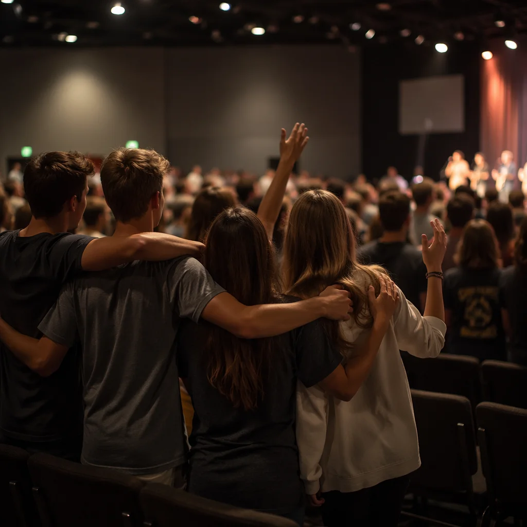 Teens Worship Together in Church Auditorium