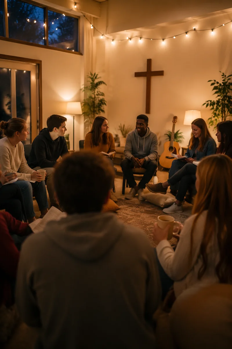 Teens Sharing Fellowship in Church Room