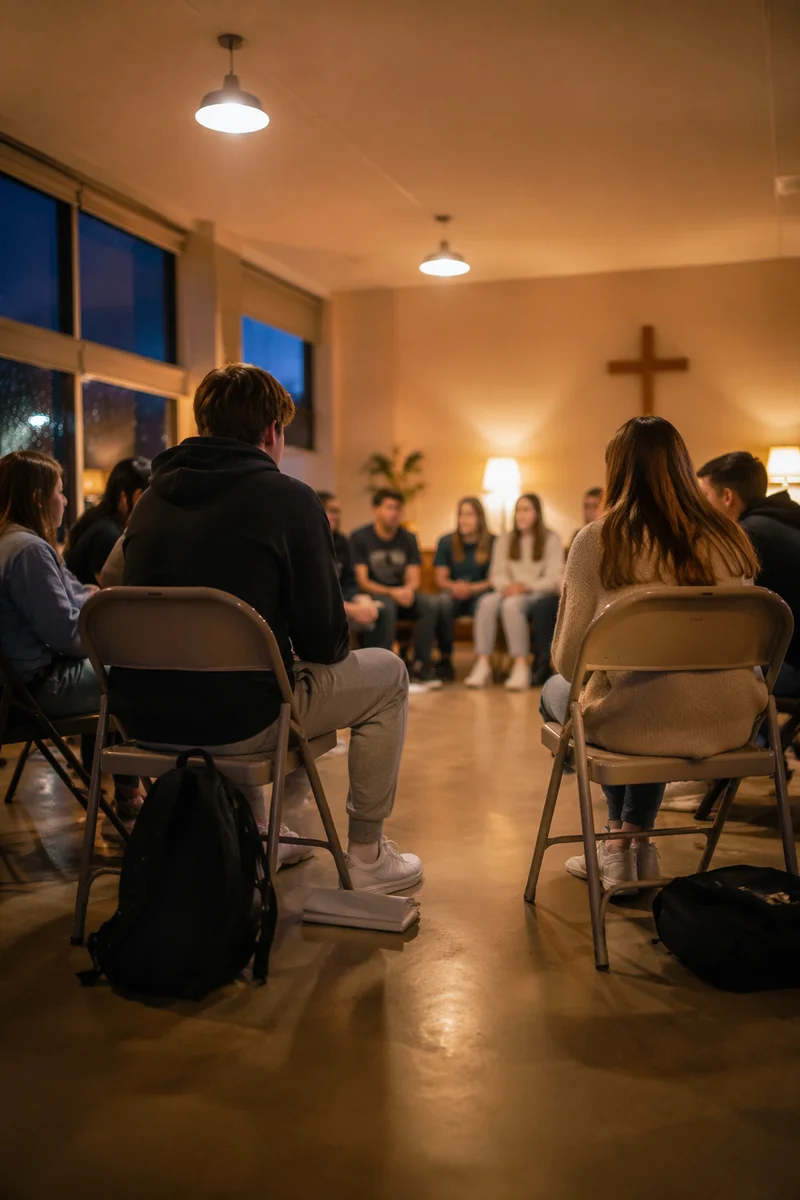Youth Group Gathering in Church Fellowship Hall