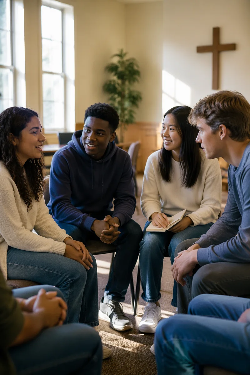 Teen Youth Group Meeting in Church Room