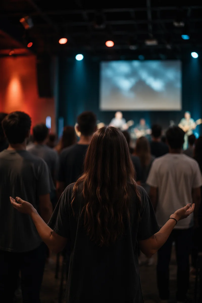 Teens Worshiping in Modern Church Gathering