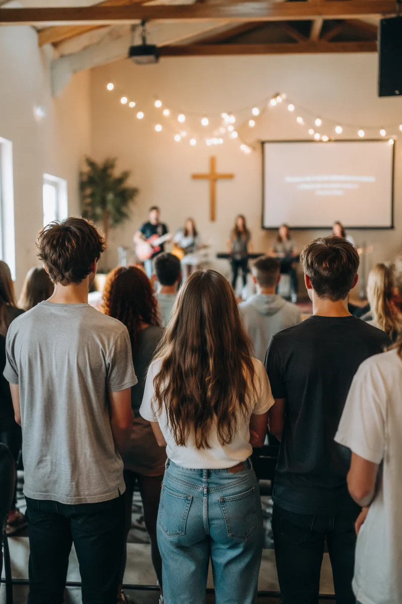 Teens Gathering for Worship in Church Hall