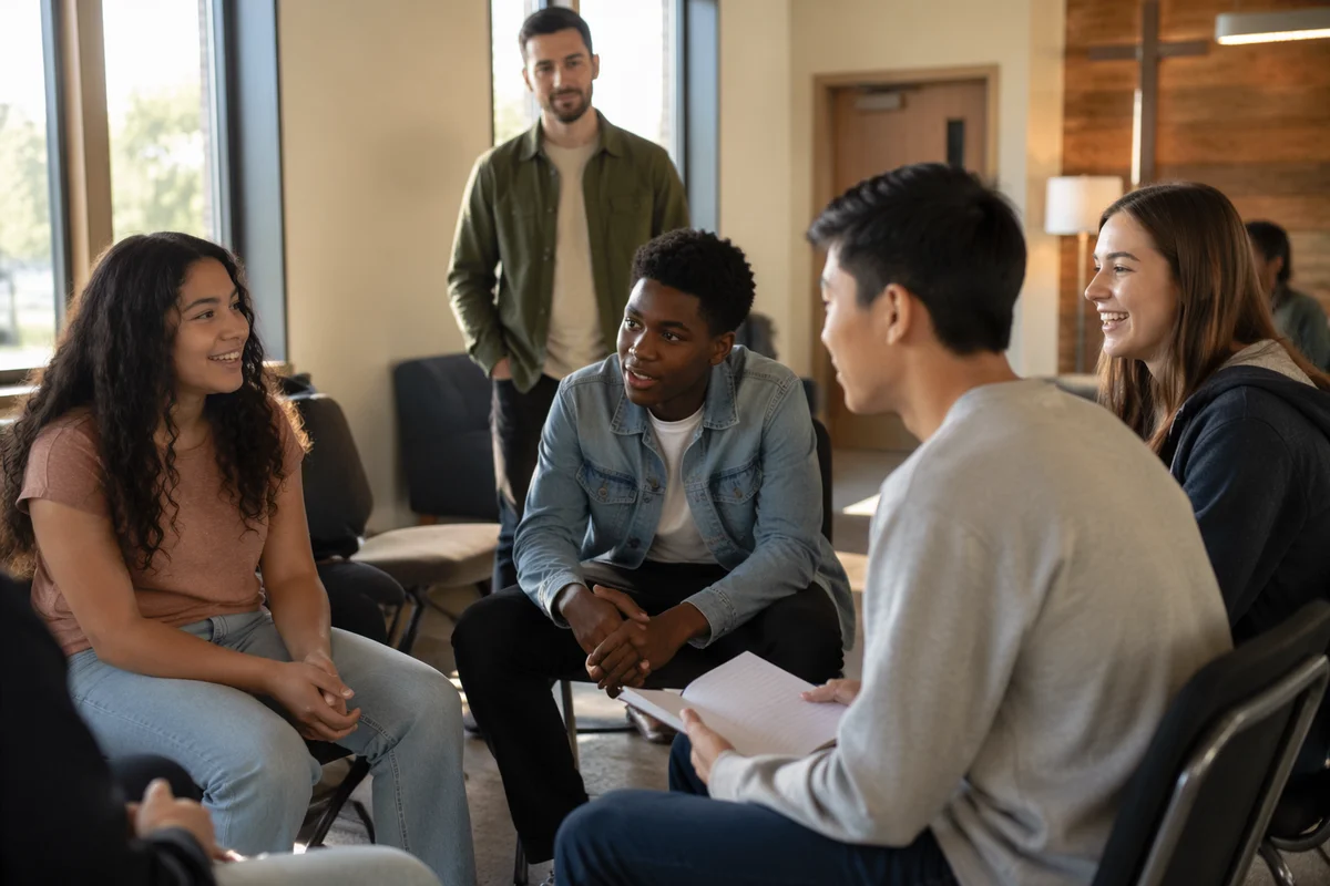 Teen Youth Group in Church Community Room