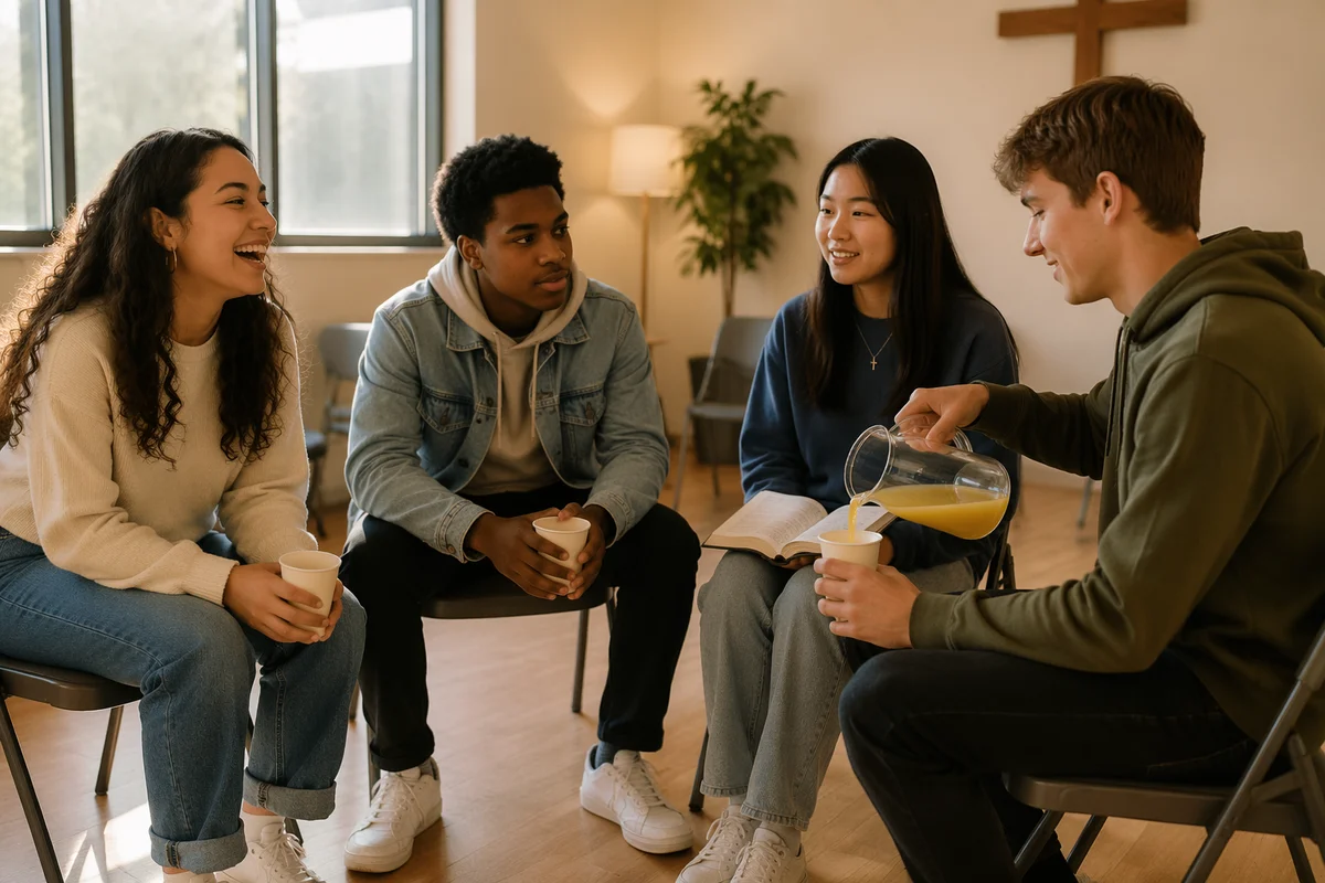 Teen Youth Group in Church Community Room