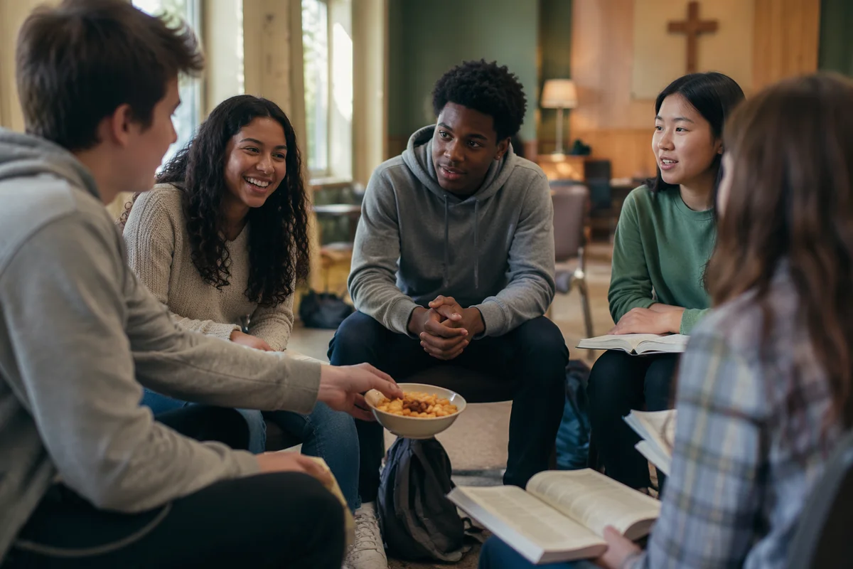 Teen Youth Group in Church Community Room