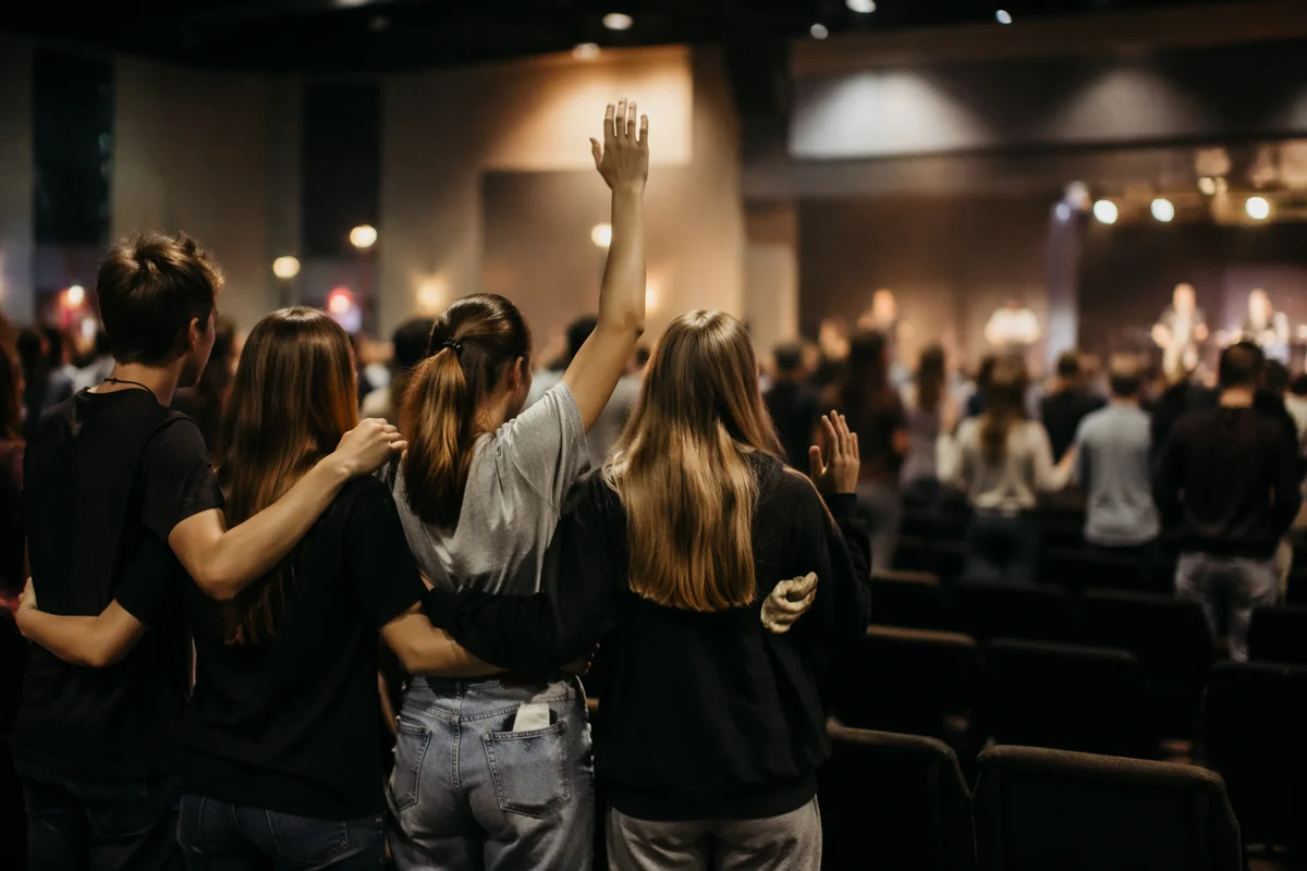 Teens Worship Together in Church Auditorium