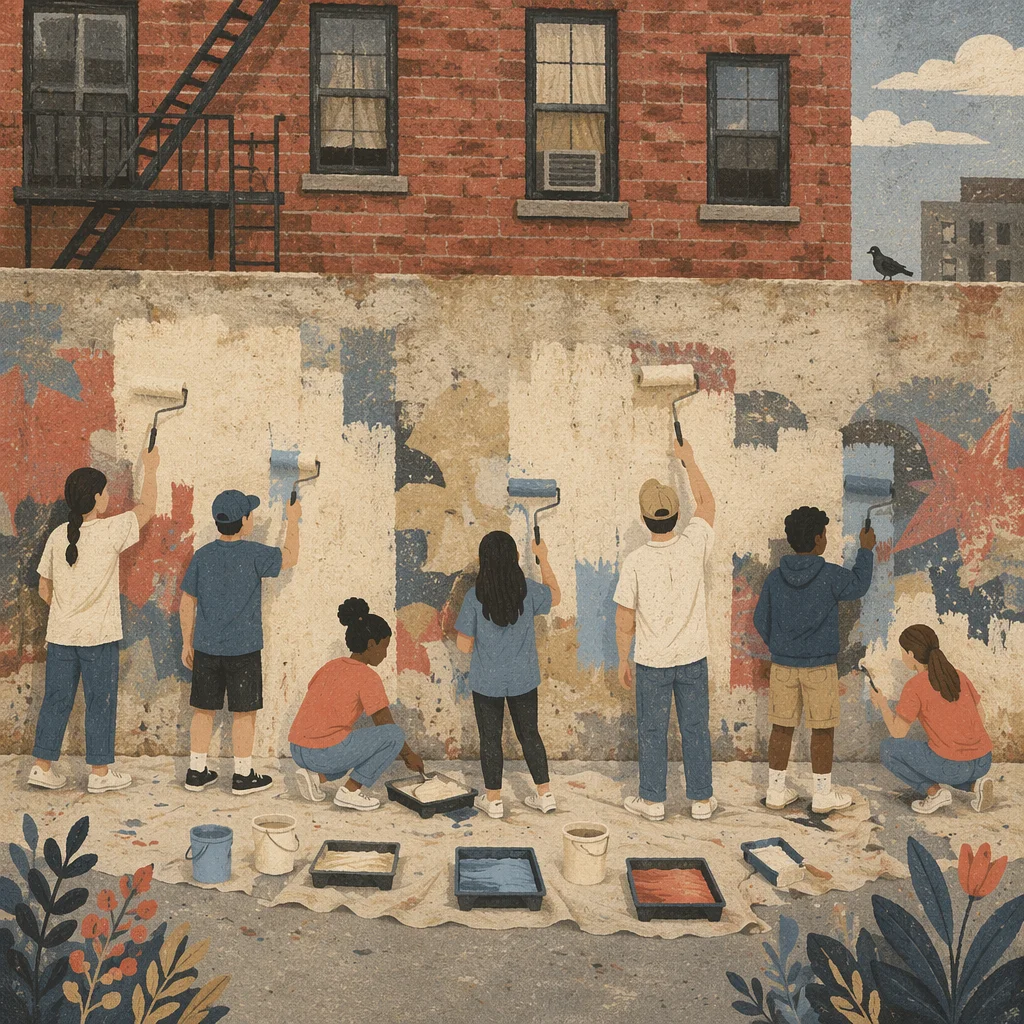Youth Mission Team Painting Community Wall
