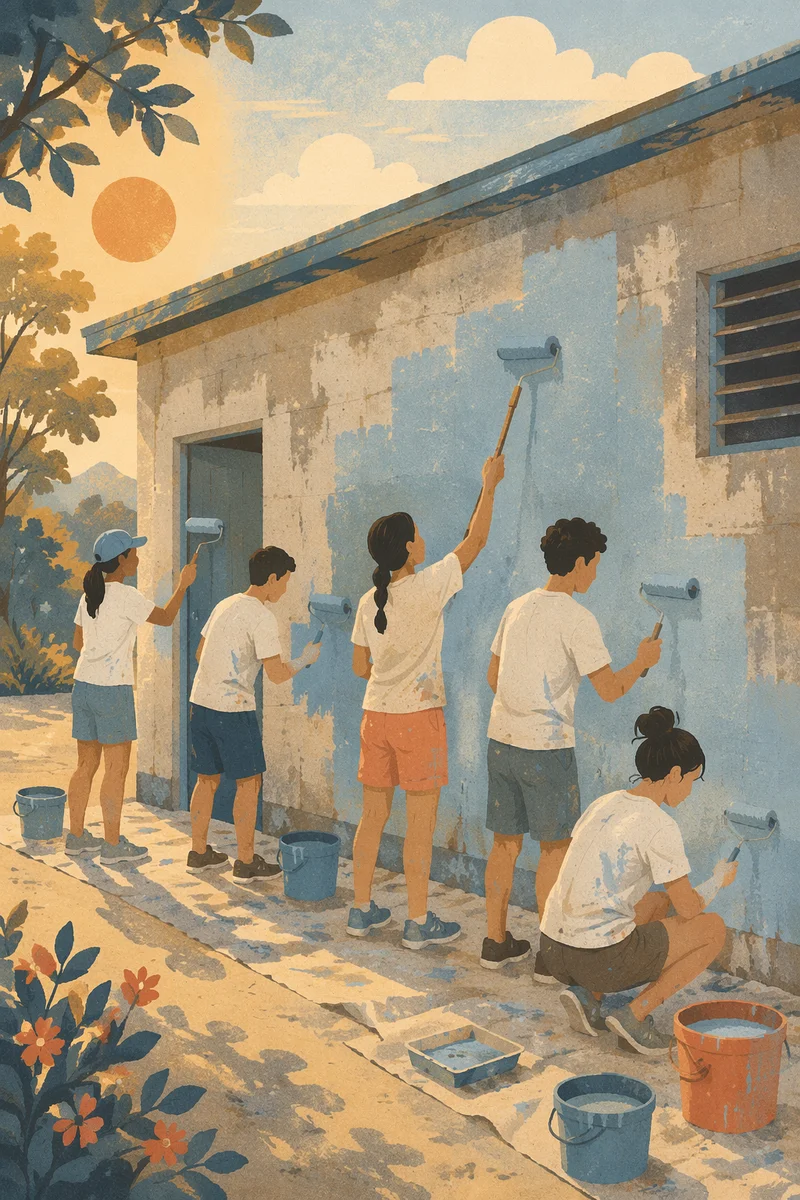Youth Mission Team Painting Community Wall