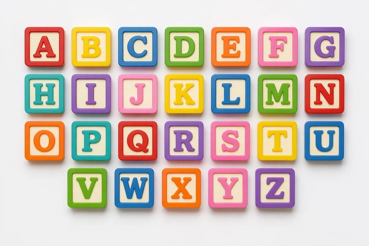 Colorful Alphabet Blocks on White Table