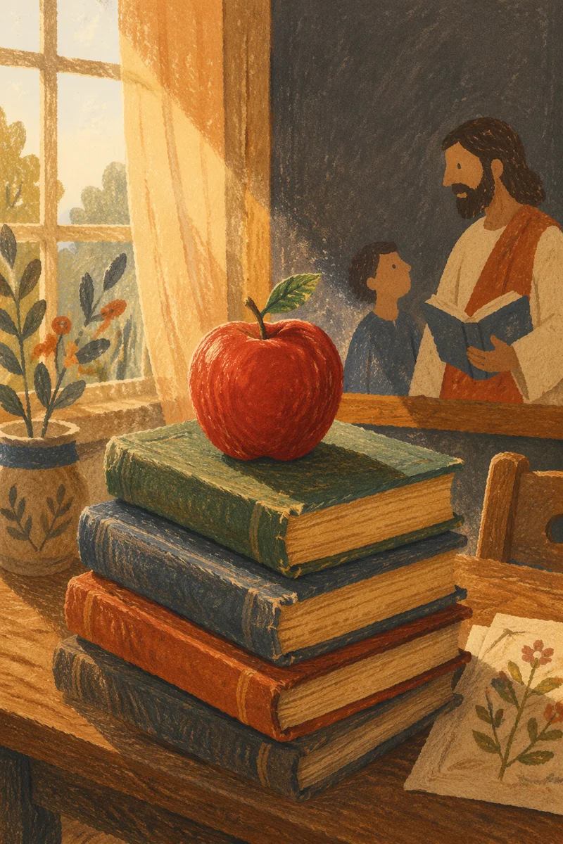 Red Apple on Classic School Books