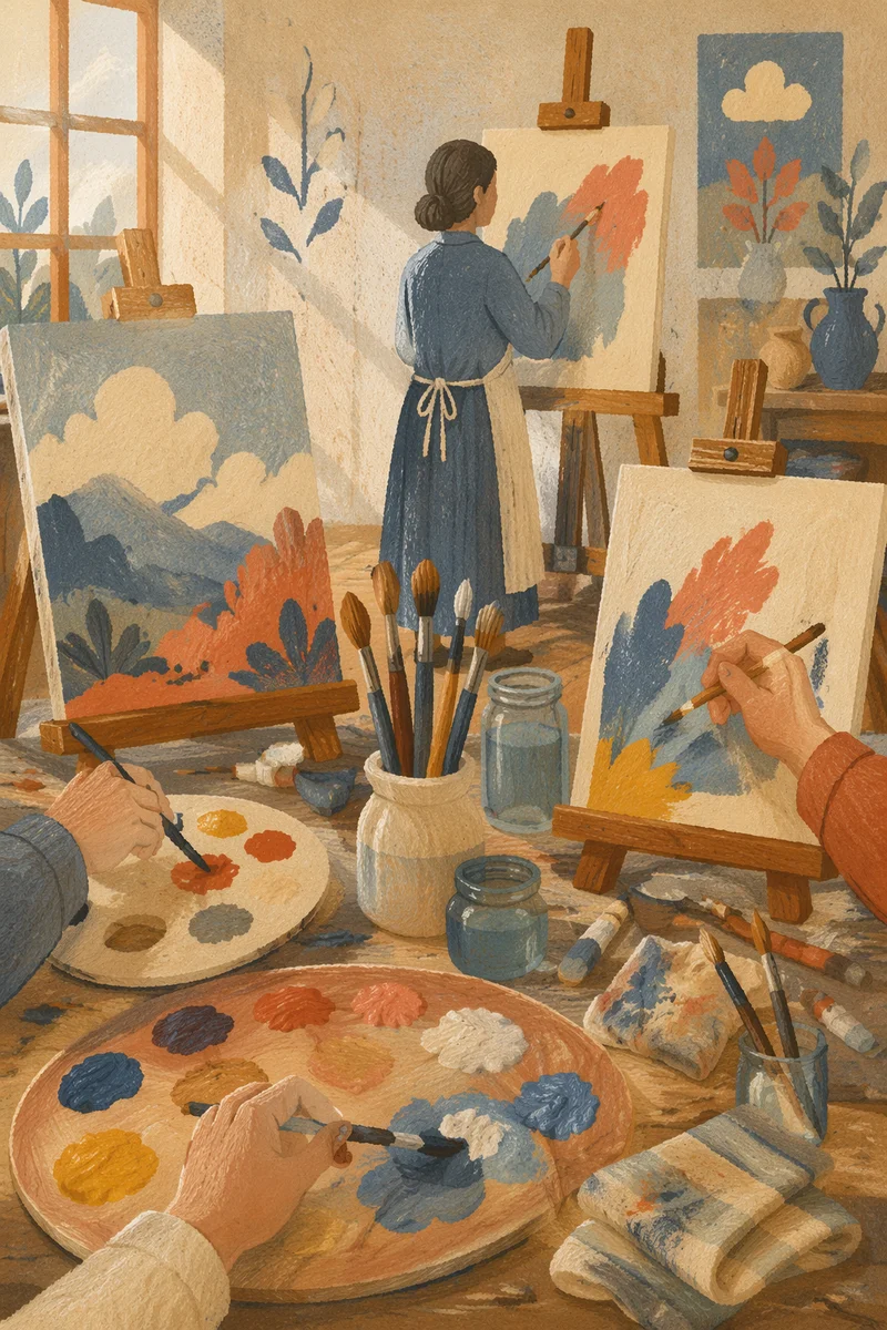 Bright Art Classroom with Paint Palette