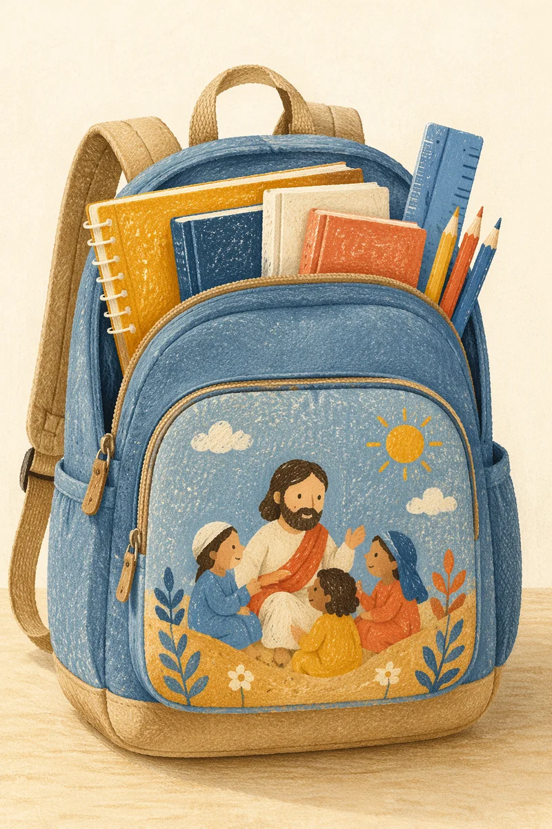Cheerful Yellow Backpack with School Supplies