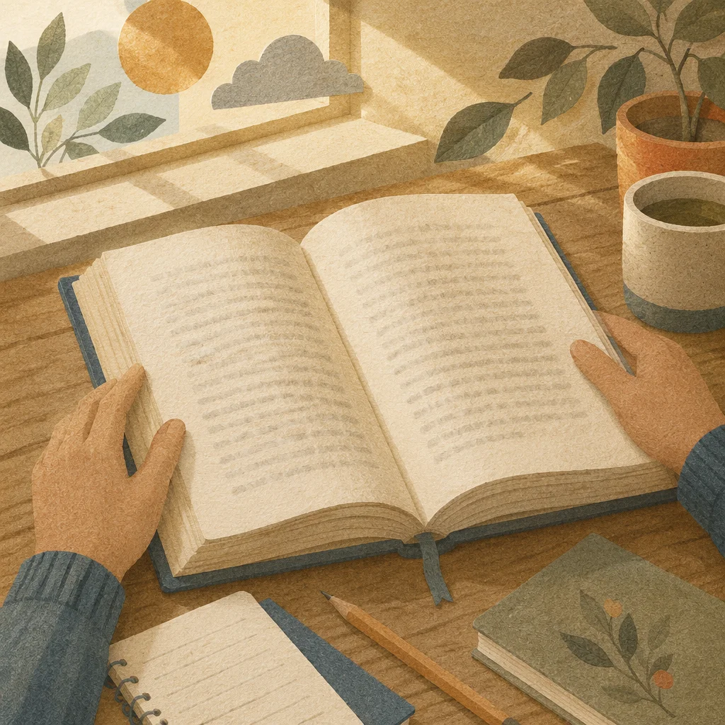 Open Book on Warm Study Desk
