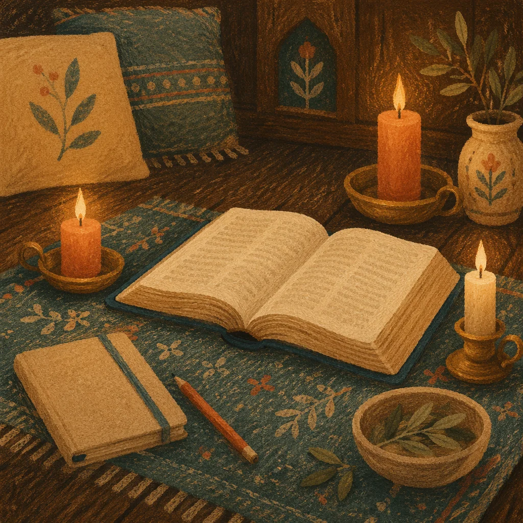 Open Study Book by Candlelight