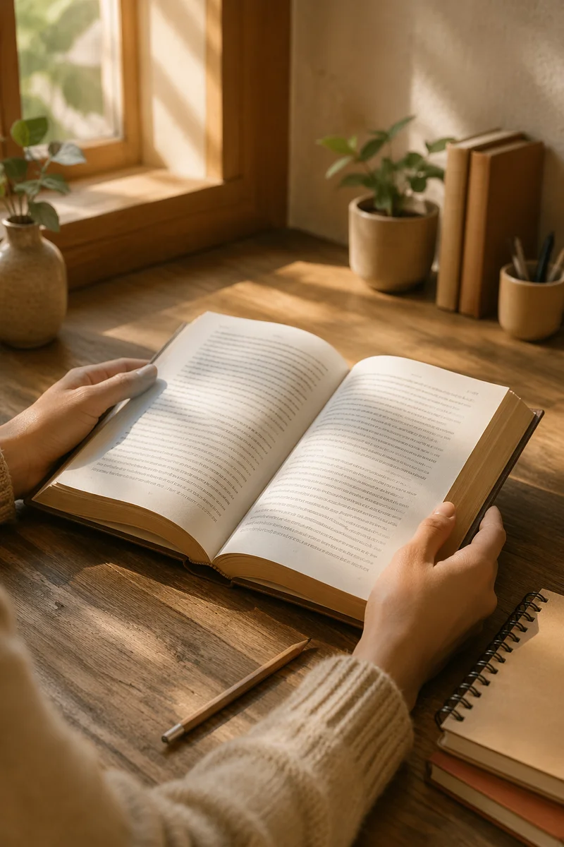 Open Study Book in Morning Light