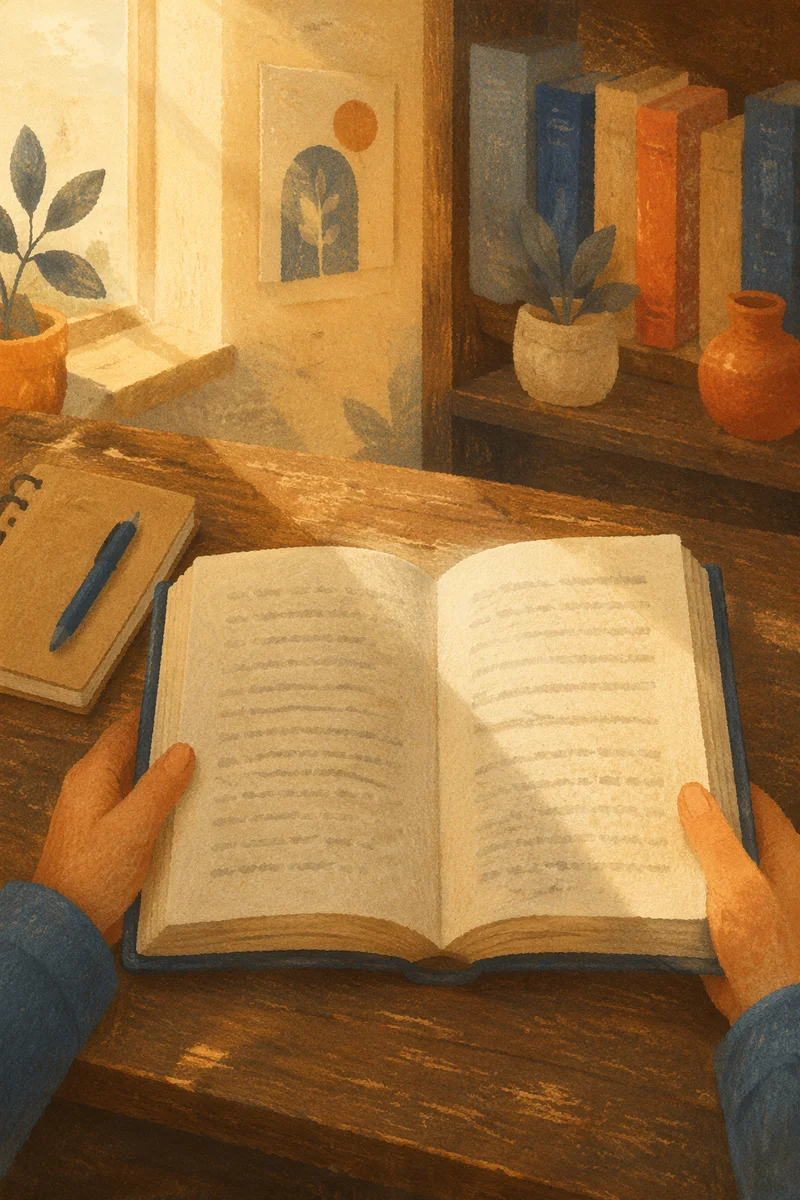 Open Study Book in Morning Light