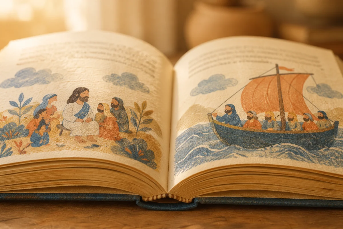 Open Book Pages in Warm Study Light