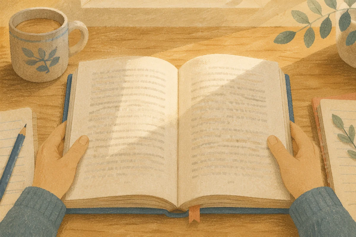 Open Book on Warm Study Desk