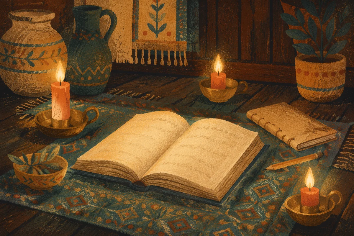 Open Study Book by Candlelight