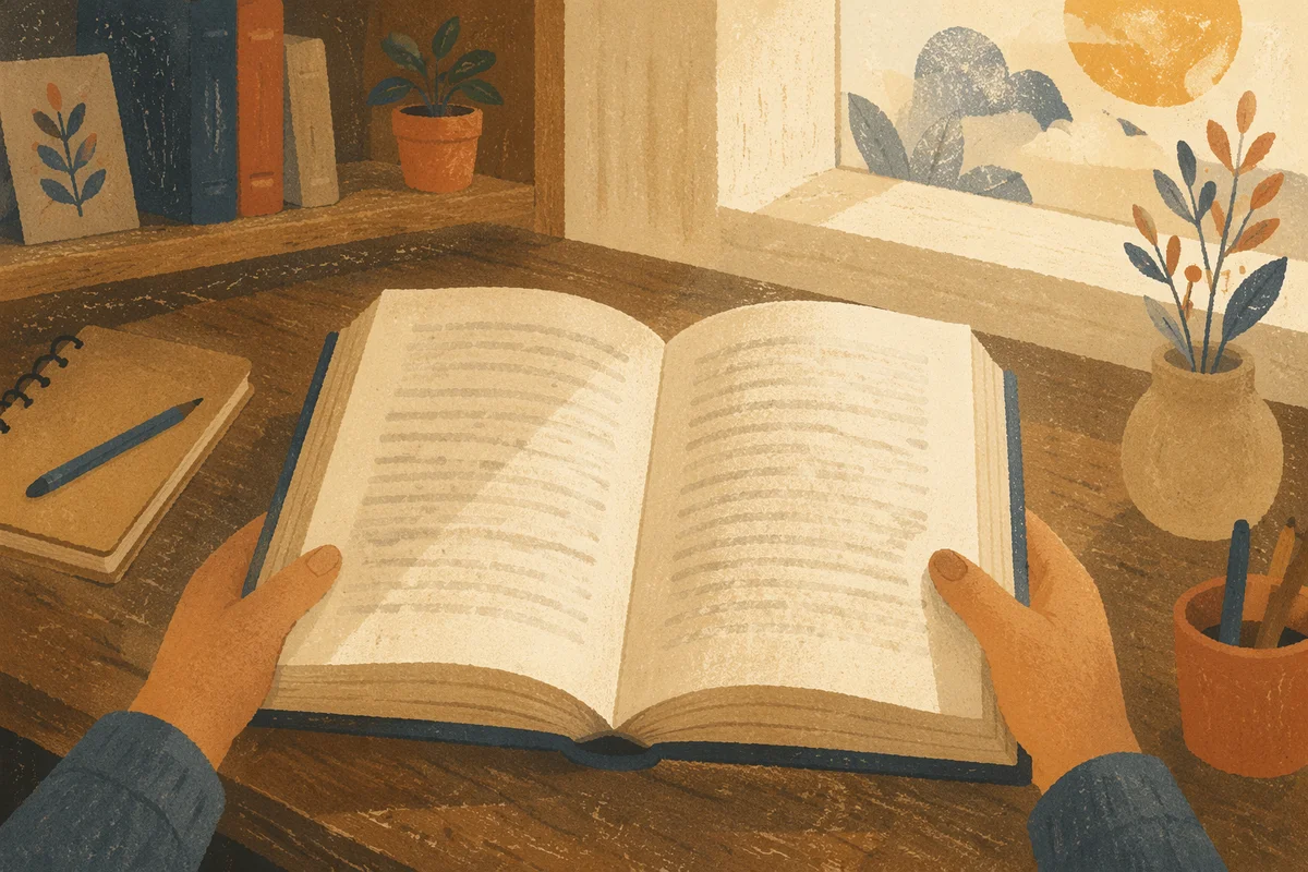 Open Study Book in Morning Light