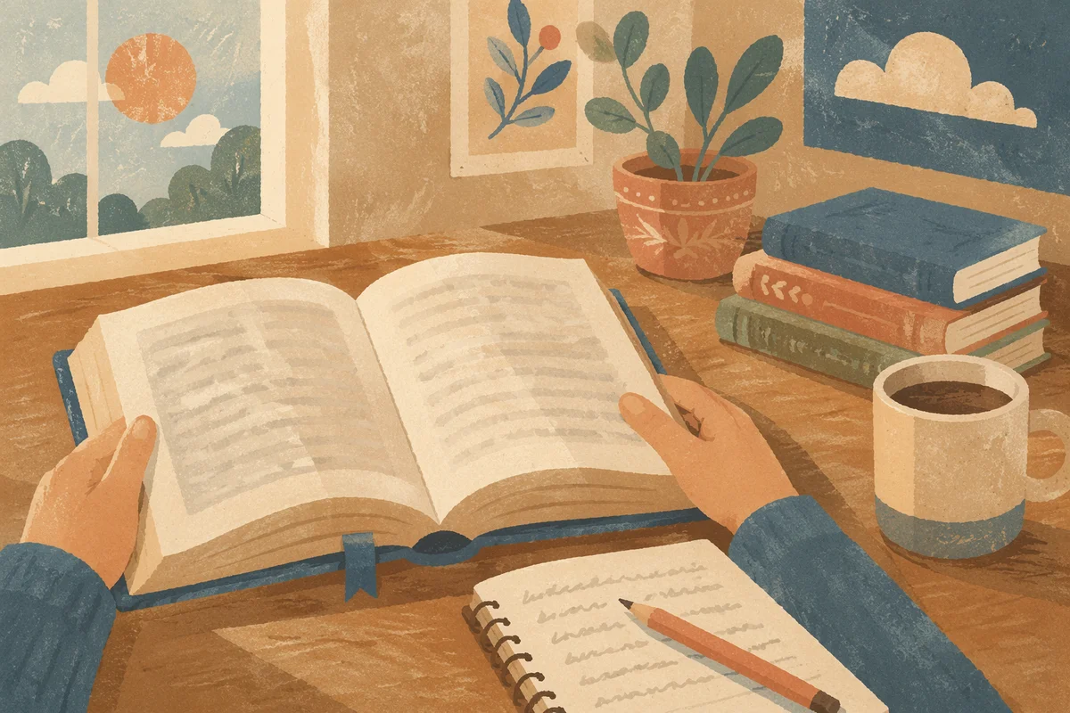 Open Study Bible in Quiet Classroom