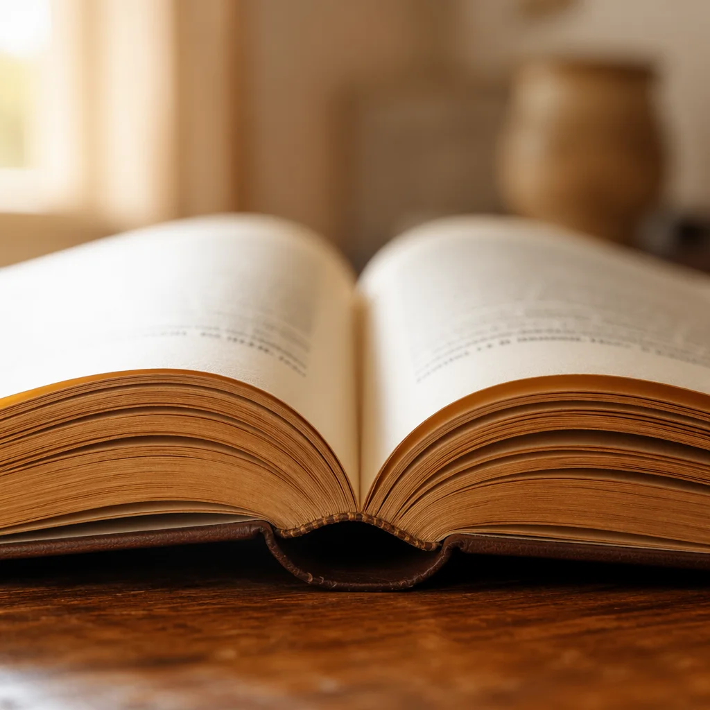 Warm Close-Up of Open Book Pages