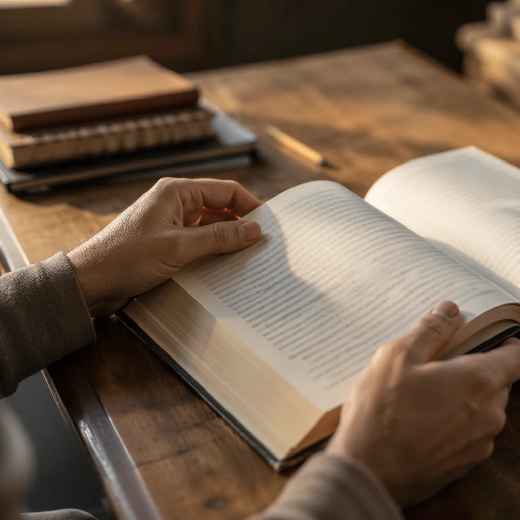 Open Book Study in Warm Window Light