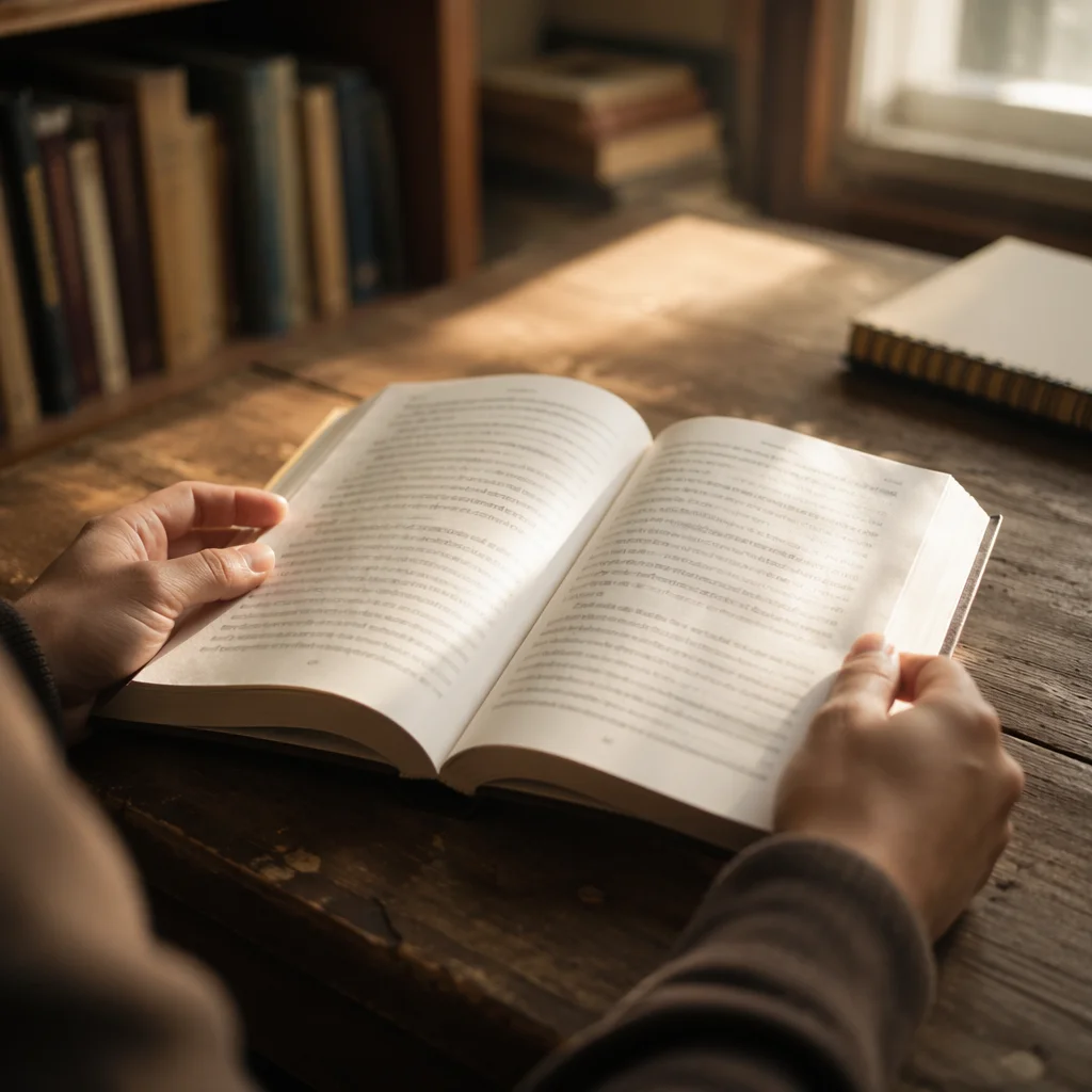 Open Study Book in Morning Light